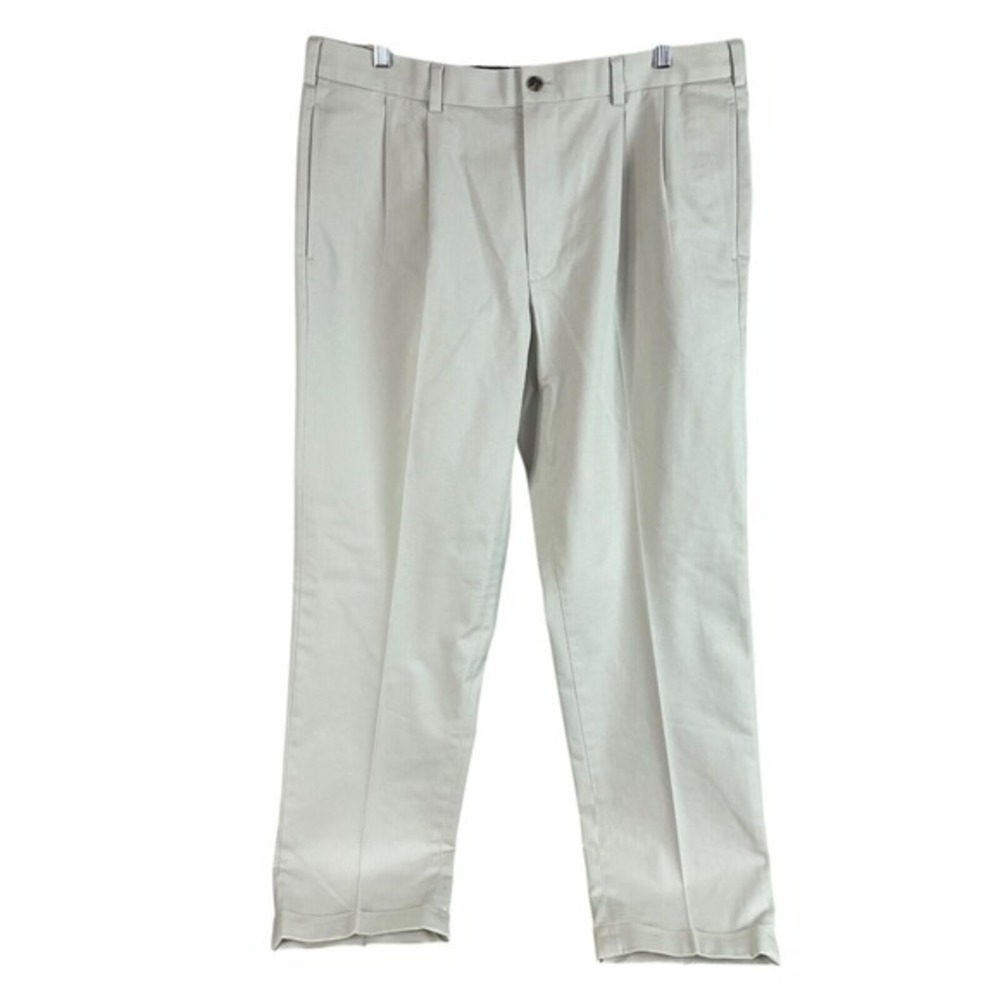 Brooks Brothers Mens Advantage Chino Elliot Pleated Khaki Pants 37x32 Beige